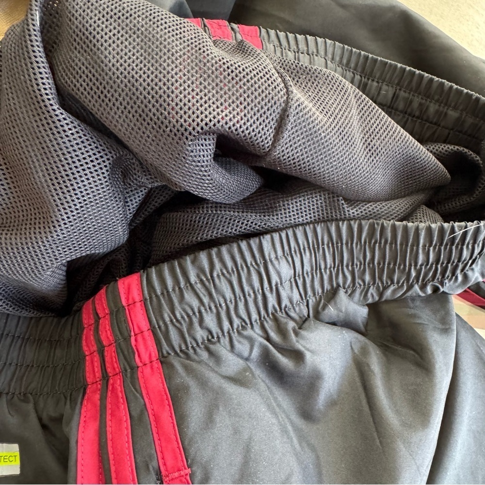 Adidas Black and Red Stripes Wide Leg Athletic Pants with Swish - Picture 2 of 8